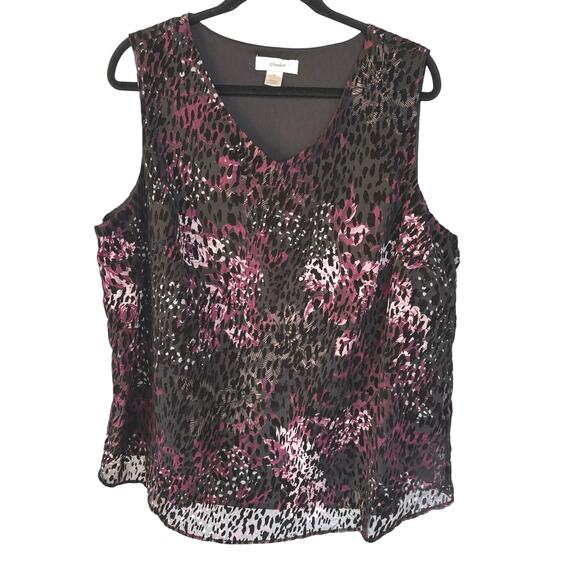 Y2K Velvet Burnout Pink Black Witchy Animal Print Whimsigoth Fairy Blouse 1X - Picture 1 of 7